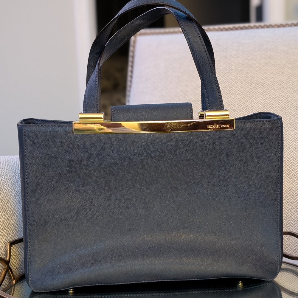 Michael Kors Blue Leather Tote Bag
